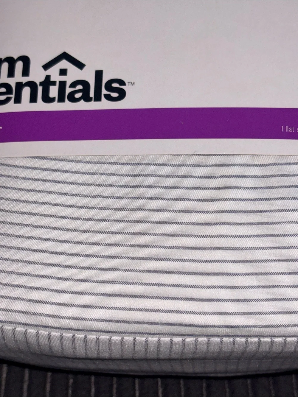 Room Essentials King Microfiber Sheet Set in White with Thin Gray Stripes